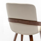 Mid Century Modern Faux Leather Upholstered Dining Chairs,Armless Accent Chairs with Sturdy Natural Wood Legs,Bamboo Backrest Support for Kitchen&Dining Room Chairs(1PCS,Beige)