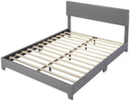 Allewie Queen Size Upholstered Bed Frame Adjustable Headboard, Light Grey