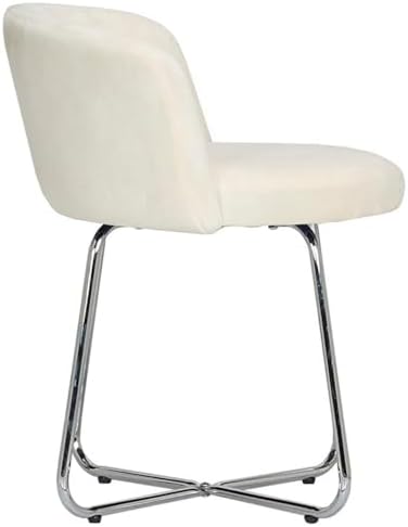 Hillsdale, Marisol Round Metal and Upholstered Vanity Stool with Scoop Back for Makeup Room or Bathroom, Off-White