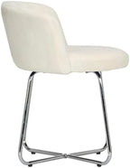 Hillsdale, Marisol Round Metal and Upholstered Vanity Stool with Scoop Back for Makeup Room or Bathroom, Off-White