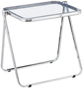 Folding TV Tray Table, Acrylic Foldable Side Desk - No Assembly, Space Saving Tiny Portable Laptop Desk for Small Spaces, Couch, Bedroom, Dorm (Clear)