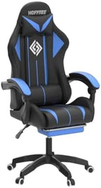 RGB Gaming Chair with Bluetooth Speakers and LED Lights Computer Chair-Blue | Ergonomic Massage Game Chair with Footrest High Back Music Video Game Chair for Adults Boys Gamer Chairs with Lumbar Support