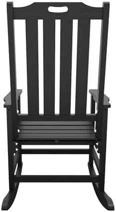 THOEOE Outdoor Rocking Chairs Set of 2, Oversized Patio Rocking Chair | HDPE Outdoor Rockers for Front Porch, Patio, Backyard, Balcony and Garden. All-Weather High Back Design, Black