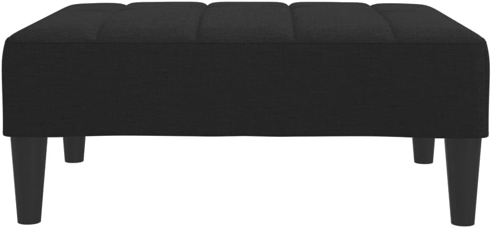 Modern Fabric Footstool Black, Cozy and Stable Footrest for Sofa or Recliner, Compact Size with Plywood Frame for Living Room