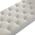 Upholstered Ottoman Bench with Armrest & Button Tufting, Great for Entryway Dining Room and More