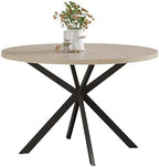 ChooChoo 47.2 Inch Round Dining Table for 4 | Farmhouse Wood Kitchen Table, Circle Dinner Table for Kitchen & Dining Room, Natural Oak