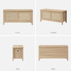 SICOTAS Rattan Storage Chest 39.4" Storage Bench for Bedroom | Modern Boho Storage Truck with 2 Safety Hinges and Flip Top for Living Room Entryway, Supports 220 lb, Light Oak