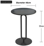 Elegant Round Side Table with Slate Top and Carbon Steel Base - Perfect for Living Rooms, Balconies, and Bedrooms (Diameter 40CM [Black Gold + Black Rack])