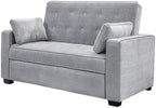 Serta Ainsley 66.5" Convertible Sleeper Loveseat, Full Size, Dreamcoil Comfort, Soft Woven Fabric, Light Grey
