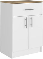 DEPOT E-SHOP Barbados Pantry Organizer Cabinet with One Drawer, Two Interior Shelves, and Two Doors, 33" H, White/Light Oak, Kitchen