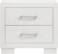 2 Drawers MDF Nightstand in Cream White Finish ﻿,for Small Spaces