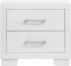2 Drawers MDF Nightstand in Cream White Finish ﻿,for Small Spaces