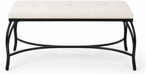 Mango Steam Vienna White Bench - Entryway Bench - Powder Coated, Upholstered, Space Saving
