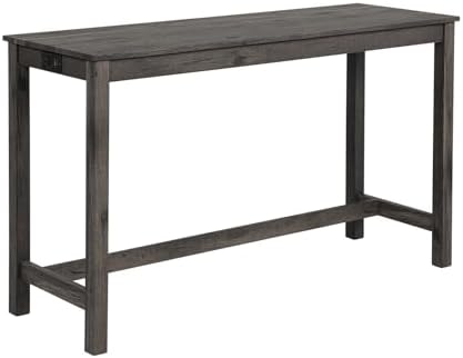 59" Counter Height Bar Table Set with Power Outlet, Industrial Breakfast Table with 3 Padded Stools, 4 Piece Bar Table and Chairs Set for Living Room, Dining Room, Dark Gray