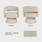 Lexicon Swivel Accent Chair, Modern Velvet Round Barrel Chair, Taupe | Swivel Chair with Open Back, Plush Foam Cushions, Metal Swivel Base for Living Room/Bedroom/Office/Small Spaces