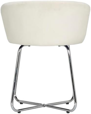 Hillsdale, Marisol Round Metal and Upholstered Vanity Stool with Scoop Back for Makeup Room or Bathroom, Off-White