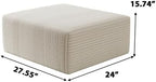 LUCKHAO 27.5" Ottoman Seat, Corduroy Upholstered Deep Seat, Comfy Cloud Couch with Movable Ottoman, DIY Combination, Plush Corduroy, White