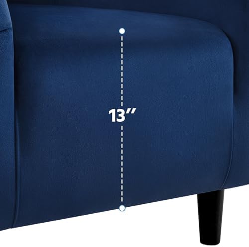 Yaheetech Small 25.5in Wide Velvet Barrel Accent Chair Bedroom, Navy Blue | Compact Cozy Barrel Chairs with a Curved Silhouette, Upholstered Furry Armchair for Small Spaces, Living Room Bedroom Corner