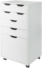 Furnifact White Tall Mobile Storage Cabinet, Multi-Storage Rolling Pantry, Contemporary Design, Durable Steel Frame, Easy Mobility and Spacious Organization