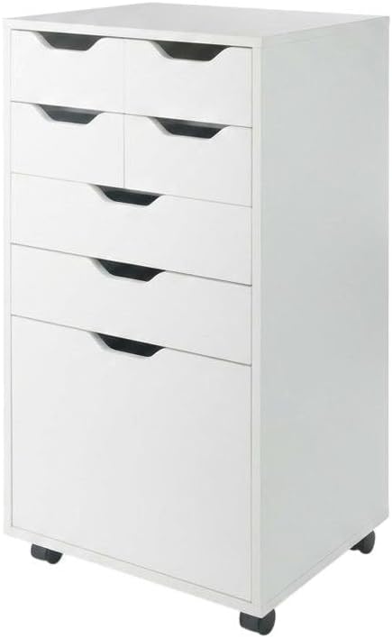 Furnifact White Tall Mobile Storage Cabinet, Multi-Storage Rolling Pantry, Contemporary Design, Durable Steel Frame, Easy Mobility and Spacious Organization