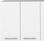 Burlingame Kitchen Island and Wall Cabinet Set - White & Walnut MDF