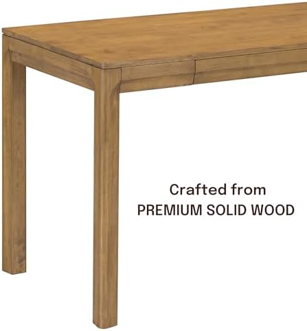 NTC Flow Modern Wooden Rectangle Desk Table with Hidden Drawer – Waterproof & Heat Resistant - Teak Look