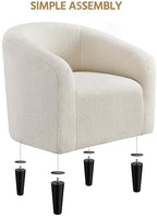 Yaheetech Compact Sherpa Accent Chairs Set of 2 for Small Spaces, Ivory | Compact Cozy Barrel Chairs with a Curved Silhouette, Upholstered Furry Armchair for Small Spaces, Living Room Bedroom Corner