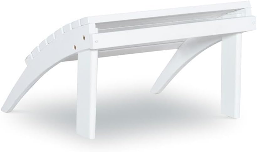 Outdoor Ottoman, Solid Wood and Acacia, White Finish, 21.6" W x 21.06" D x 13.7" H, Sturdy Transitional Patio Footrest, Ideal for Adirondack Chair or Outdoor Furniture Use