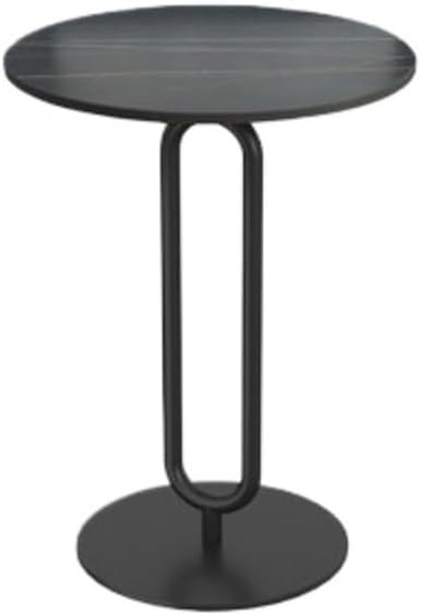 Elegant Round Side Table with Slate Top and Carbon Steel Base - Perfect for Living Rooms, Balconies, and Bedrooms (Diameter 40CM [Black Gold + Black Rack])
