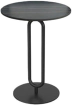 Elegant Round Side Table with Slate Top and Carbon Steel Base - Perfect for Living Rooms, Balconies, and Bedrooms (Diameter 40CM [Black Gold + Black Rack])