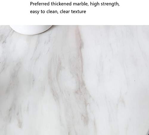 Telephone Table, Marble Surface Telephone Table,Sofa Round Side Table,Small Metal Coffee Table in The Living Room,Brushed Stainless Steel Bracket,Thickened Solid Base