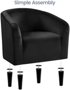Yaheetech Compact Velvet Accent Chairs Set of 2 for Small Spaces, Black | Compact Cozy Barrel Chairs with a Curved Silhouette, Upholstered Furry Armchair for Small Spaces, Living Room Bedroom Corner