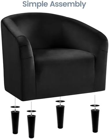 Yaheetech Compact Velvet Accent Chairs Set of 2 for Small Spaces, Black | Compact Cozy Barrel Chairs with a Curved Silhouette, Upholstered Furry Armchair for Small Spaces, Living Room Bedroom Corner