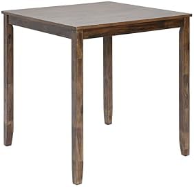 5 Piece Dining Table Set for 4, Solid Wood Square Dining Table Set, Counter Height Kitchen Table Set with Square Table and 4 Upholstered Chairs, X-shaped Backrest for Small Space, Walnut