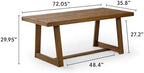 Plank+Beam Classic 72 Inch Dining Table, Rectangular, Pecan Wirebrush | Non-Toxic Finishes, Versatile Design, Farmhouse Design, Elegant Details, Easy Assembly, Quick Setup, Solid Wood
