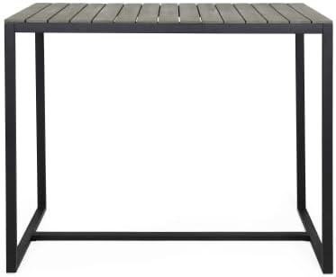 Industrial Outdoor Bar Table – Acacia Wood Top with Metal Frame, Perfect for Patio Bar Stools, Bar Stool Set of 2, Tall Chairs for Bar & Outdoor Counter Height Bar Stools