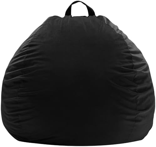 ZurNesfure Bean Bag Chair, Teardrop Large Bean Bag with Filling Black, 3FT | Bean Bag Chairs for Living Room, Washable Comfy Chair with Handle, Fluffy Bean Bag for Reading Gaming Relaxing