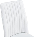 Upholstered Dining Chairs Set of 4, Mid-Century Modern Leather Dining Room Chair with Metal Legs & Padded Seat, Stylish Elegant Living Room Accent Chair (White-Silver, Set of 4)