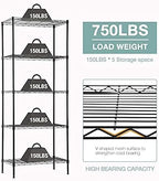 PayLessHere 14" D×24" W×60" H Wire Shelving Unit Metal Commercial Shelf with 5 Tier Layer Rack Strong Steel for Restaurant Garage Pantry Kitchen Garage，Black