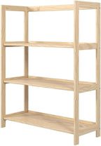 Pemberly Row Modern Solid Wood 3-Shelves Folding Bookcase/Pantry in Unfinished