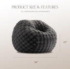 ZurNesfure Bean Bag Chair 3FT Adult Bean Bag with Filler Darkgrey, Medium | Giant Bean Bag Chair, with Handle, Side Pocket&Machine Washable Cover, Large Bean Bag Chair for Adults Home Dorm Bedroom