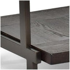 Pemberly Row Contemporary 3-Piece Coffee Table Set, Smoky Brown Finish, Ash Veneers, Tempered Glass Tops, Satin Brass Panels, Bottom Shelf Storage, Rustic Industrial Style Living Room Furniture