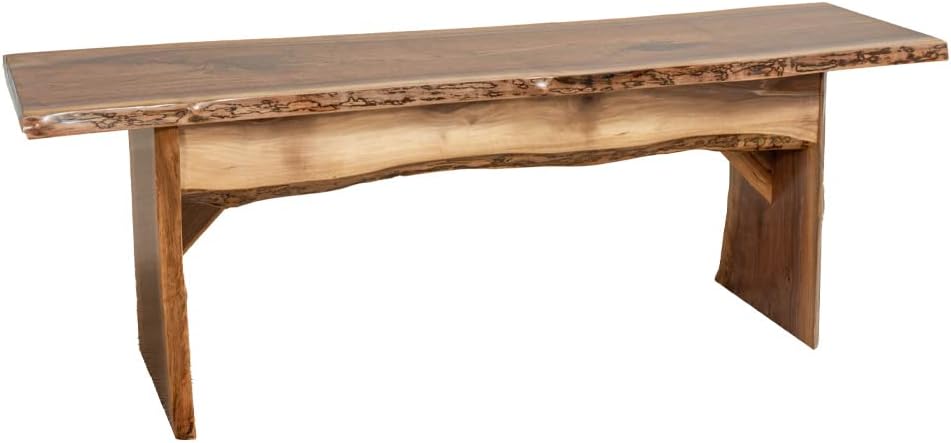 Rustic Red Door Co. Live Edge Wood Bench for Dining Table, Entryway, Bedroom, Living Room Accent, Solid Wooden Slab, Rustic Furniture, 4' Long, Walnut Wood with Clear Coat