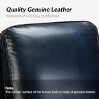 HULALA HOME Genuine Leather Manual Recliners Set of 2 with Wood Legs, Navy | Mid Century Modern Push Back Recliner with Nailhead Trim, Adjustable Backrest & Footrest, for Living Room Home Theater
