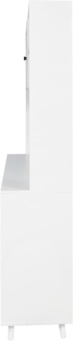 Large Freestanding Hutch Cabinet, Tall Pantry Storage with 4 Doors, 4 Drawers and Microwave Shelf, White Standing Kitchen Cupboard for Dining Room and Kitchen Organization (White)