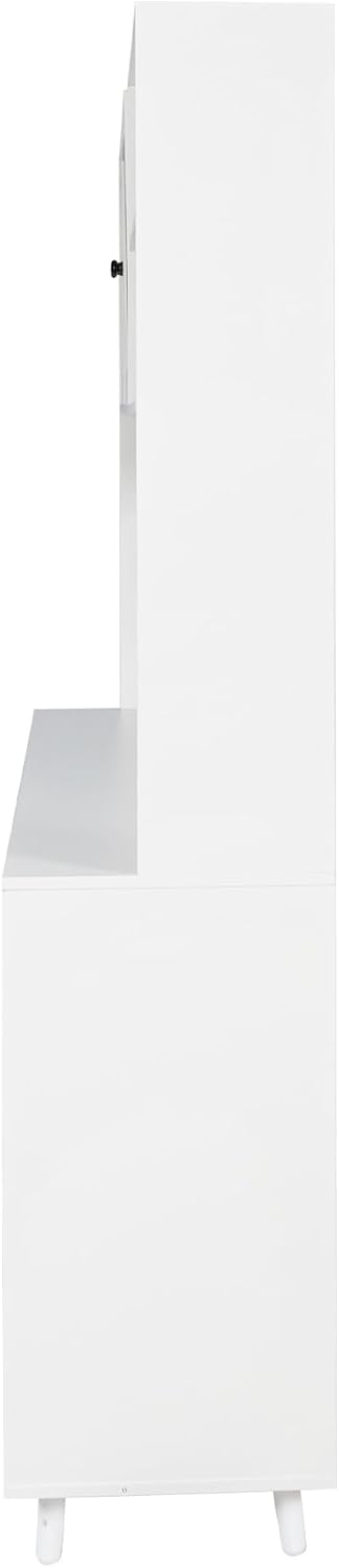 63" W Large Kitchen Hutch Cabinet, Freestanding Pantry Cupboard with 4 Doors, 4 Drawers & Microwave Shelf,for Kitchen Dining Room Bedroom (White#L)