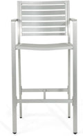 Saiveina Outdoor 29.50" Barstools with Rust-Proof Aluminum Frame, Set of 2, Silver