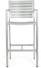 Saiveina Outdoor 29.50" Barstools with Rust-Proof Aluminum Frame, Set of 2, Silver