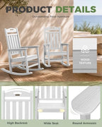 Outdoor Rocking Chair, HDPE Patio Rocking Chair, All Weather,White | Relax in Every Gentle Rock,Create Comfort Wherever You Love,Enjoy Your Me Time,Withstand Changing Seasons,Timeless Style