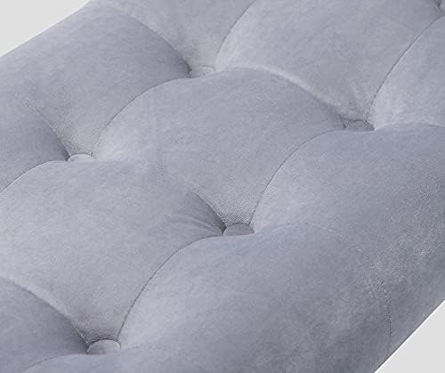 Andeworld Upholstered Tufted Small Cute Bench Ottoman for Entryway Foyer Bathroom Vanity Bedroom (One Seater, Velvet Grey)